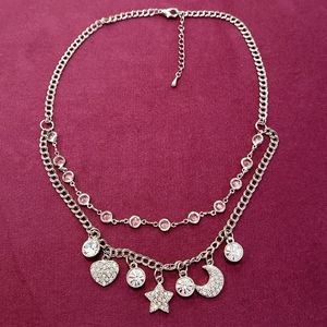 Nwot moon star heart rhinestone crystal necklace